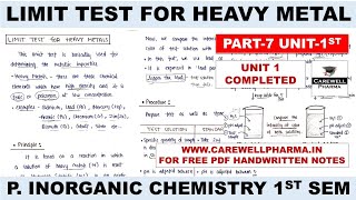 Limit Test For Heavy Metals  Part 7 Unit 1  pharmaceutical inorganic chemistry 1st semester [upl. by Mehta]