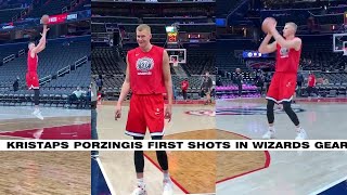 Kristaps Porzingis looks healthy as he gets his first shots with Washington Wizards [upl. by Atiuqes]