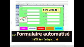 VBA Formulaire Saisie Sans Codage Insère Recherche Supprime Réiniti Modifie32 VbaWriterch [upl. by Adelbert]