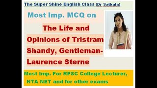 MCQ on The Life and Opinions of Tristram Sandy Gentleman by Laurence Sterne [upl. by Aramac]