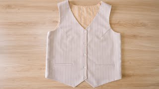 How To Sew Reversible Vest  Learn To Sew Shirt With Lining  Thuy Sewing [upl. by Kordula39]