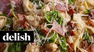 How To Make Tuscan Tortellini Salad  Delish [upl. by Mokas]