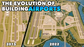 The evolution of building Airports in Cities Skylines [upl. by Ikairik]