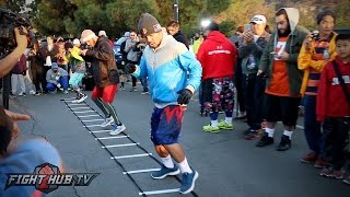 MANNY PACQUIAOS FULL FOOTWORK WORKOUT amp DRILLS IN THE MOUNTAINS OF LOS ANGELES [upl. by Naed]