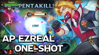 AP EZREAL MID ONE SHOT BUILD 18 KILLS  PENTA  BUILD amp RUNES  WILD RIFT GAMEPLAY [upl. by Enilekcaj]