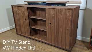 DIY TV Stand W HIDDEN TV LIFT  Nathan Builds [upl. by Claud209]