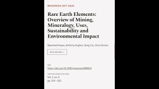 Rare Earth Elements Overview of Mining Mineralogy Uses Sustainability and Environ  RTCLTV [upl. by Odlanar175]