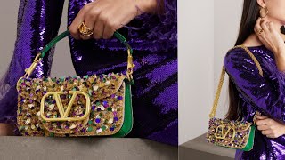 Valentino Garavani bag VLOGO embellished leather shoulder handbag [upl. by Elesig221]