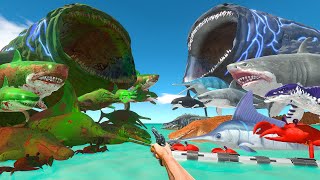 FPS Avatar Rescues Sea Monsters and Fights Green Zombie Itself  Animal Revolt Battle Simulator [upl. by Lama]