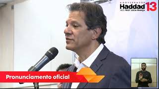 Pronunciamento oficial Haddad governador 13 [upl. by Eleni4]