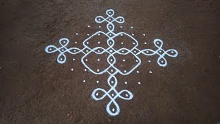 Beautiful kambi kolam  11 x 1 dots sikku kolam  easy daily kolam  SathyaSelva Arts [upl. by Mcevoy]