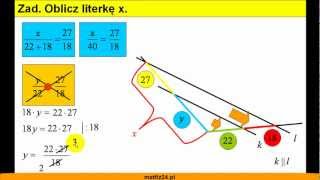 Zastosowanie Twierdzenia Talesa  Zadanie w gimnazjum  Matfiz24pl [upl. by Naujak]