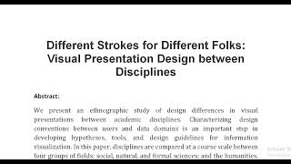 Different Strokes for Different Folks Visual Presentation Design between Disciplines [upl. by Frechette]