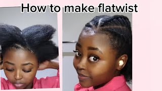 How to flat twist your natural hair using needle and threads yarn needleandthreadflattwisthair [upl. by Gibbon]