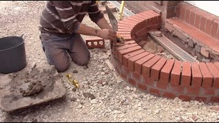 Bricklaying How to build a curved brick step [upl. by Urian]