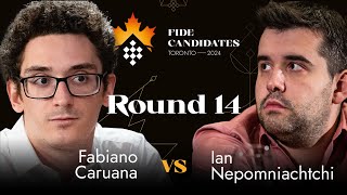 Round 14  Fabiano Caruana vs Ian Nepomniachtchi  FIDE Candidates 2024 [upl. by Metzgar]