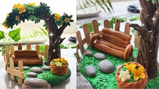 Crafting Natures Beauty with Air Dry Clay  Garden setup with Cold Porcelain  Clay Craft Ideas [upl. by Ziladnerb]