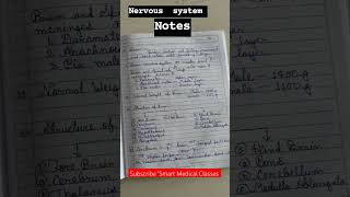 Nervous system Hindi Notes Anatomy and physiology short Notes smartmedicalclasses Bscnursing [upl. by Engedus77]