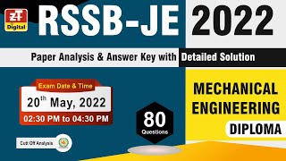 RSMSSB JE 2022 Solution amp Answer Key  MECHANICALDiploma Technical  20 May 22  Expected CUTOFF [upl. by Jobie201]