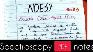 NOESY spectroscopy hindi 2D nmr spectroscopy  Msc chemistry Nuclear overhauser effect in Nmr [upl. by Rocker]