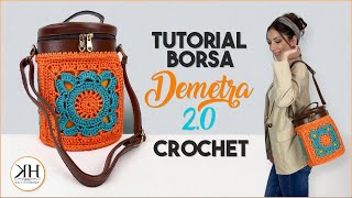 BORSA SECCHIELLO ALL’UNCINETTO con MATTONELLE  quotDemetra 20quot CROCHET BAG TUTORIAL 🧡 [upl. by Beau]