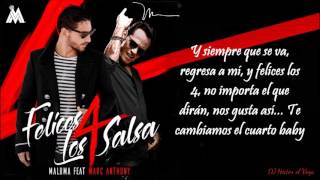 Felices los 4 Salsa Version Letra  Maluma amp Marc Anthony [upl. by Ahcmis]