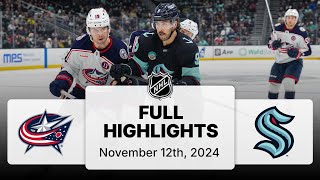 NHL Highlights  Blue Jackets vs Kraken  November 12 2024 [upl. by Kcirb420]