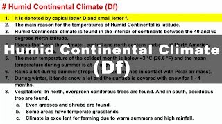 Koppen Scheme  Humid Continental Climate Df  UPSC IAS Geography [upl. by Eilyr]