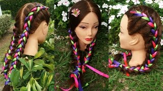 Trenzas Holandesas de Raíz con Cintas 🌷Dutch braids 🌸Belleza sin Limites 🌟 [upl. by Melan]