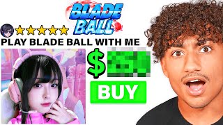 I Hired An EGIRL To Play With Me In Roblox Blade Ball [upl. by Cynthla528]