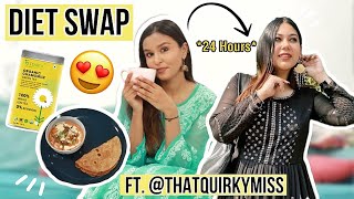 Swapping Diets Ft ThatQuirkyMiss🥰🍲  Switching Diets For 24 Hours [upl. by Fiann88]