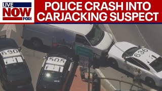 Crazy police chase Suspect carjacks 3 vehicles during highspeed pursuit in LA  LiveNOW from FOX [upl. by Evreh]