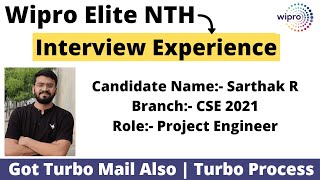 Wipro Elite NTH Interview Experience  CSE Branch  Sarthak Selected Got Turbo Mail Also wipronth [upl. by Nairad]