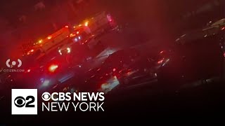 Driver ignores light causes 2nd car to overturn NYC police say [upl. by Hawger]