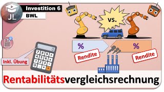 Rentabilitätsvergleichsrechnung Statische Investitionsrechnung mit Übungsaufgabe [upl. by Nahama]