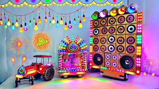 DIY Mini Dj Navratri Durga Pooja Gauri Ganesh Big Dj Truck Light Decoration gadi wala Chhota dj [upl. by Lissy]