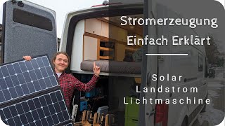 Stromerzeuger Im Camper Einfach Erklärt  Solar Landstrom Lichtmaschine [upl. by Mannes]