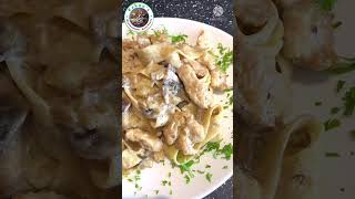 Shorts Yummy Yummy pasta  Chicken Pappardelle Alfredo with mushrooms Recipe  Easy pasta [upl. by Forrester]