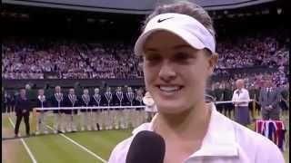 Eugenie Bouchard postmatch interview  Wimbledon 2014 [upl. by Ellerol]