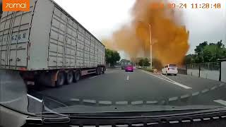 Sewage Pipe Accident in China Explosion Caught On Dash Cam [upl. by Tyne835]