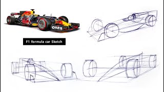 How to sketch the F1 formula one car F1 포뮬라 차량 스케치 하는 방법 [upl. by Nadler]