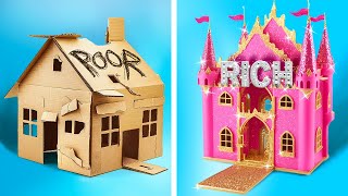 RICH vs BROKE CARDBOARD CRAFTS ✨ DIY Homemade Gadgets Guide for Savvy Parents by YayTime STAR [upl. by Onifur]