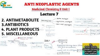 Antimetabolite Antibiotics Plant Products Miscellaneous antineoplastic agents  unit 1 medichem [upl. by Adnuhsar793]