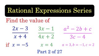 REX02 Evaluating Rational Expressions [upl. by Apfel740]