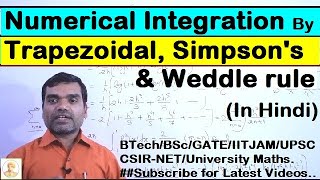 Numerical Integration Trapezoidal rule Simpsons rule and weddles rule in hindi [upl. by Adnihc625]