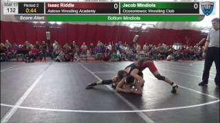 132 Isaac Riddle Askren Wrestling Academy vs Jacob Mindiola Oconomowoc Wrestling Club 6475474104 [upl. by Ardussi]