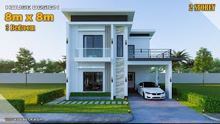 Small House Design  8m x 8m  2 Storey with 3 Bedroom [upl. by Drofyar655]