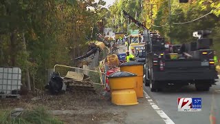 Excavator rolls over in Burrillville [upl. by O'Malley]