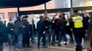 Reading and Bristol Rovers fans meet at Reading train station 👊🏼 [upl. by Oek]