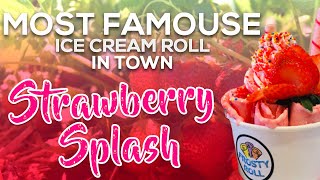 Strawberry Ice Cream Rolls  Most Famous Ice Cream කොත්තු in Town  Frosty Roll Sri Lanka [upl. by Fondea]